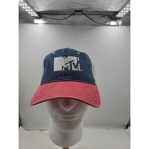 MTV Trucker Hat Mesh Back Snapback Blue Red White - Cap America New w/ Tag